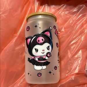Cute Cat-Themed Frosted Glass Tumbler